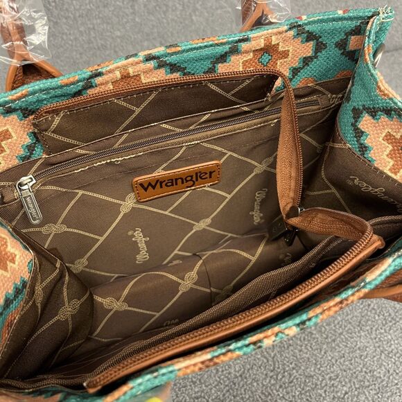 Wrangler Southwestern Small Crossbody Tote Bag Green WG2203-8120S\STQ - Picture 11 of 13